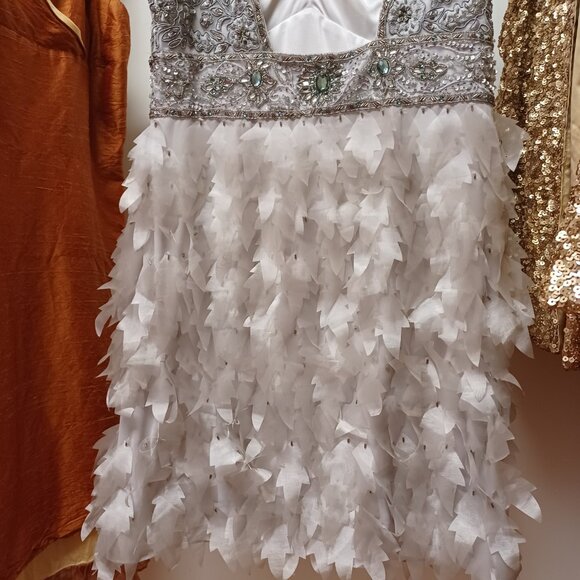 Sue Wong Beaded Gatsby Feather Dress size 14 - Picture 8 of 16